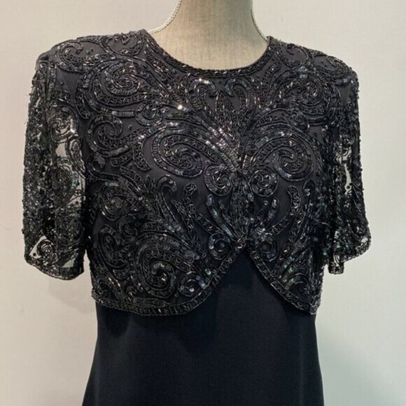 Neiman Marcus Black Sparkling High Society Beaded Dress size 10 - Picture 4 of 16
